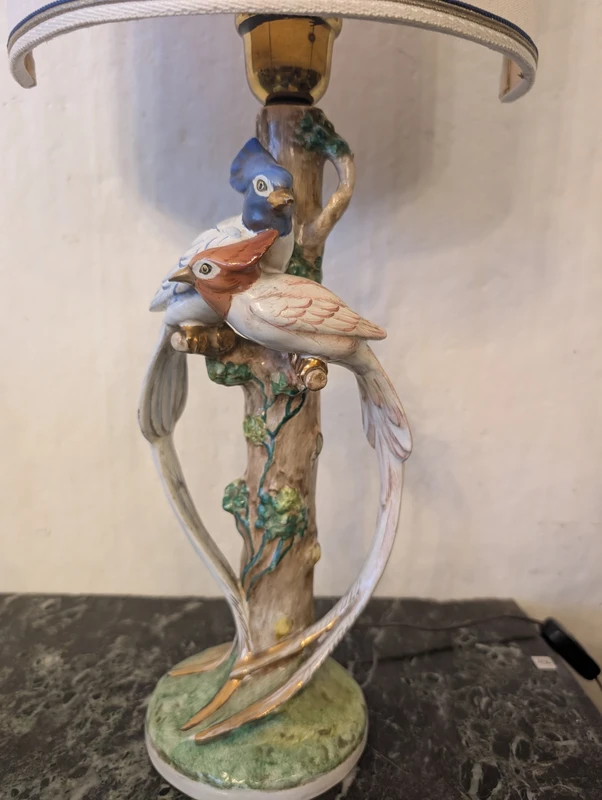 Lampada in ceramica Zaccagnini Firenze con uccelli – anni ’60