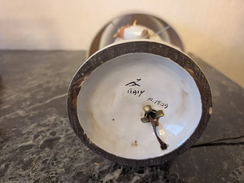 Lampada in ceramica Zaccagnini Firenze con uccelli – anni ’60
