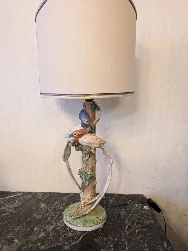 Lampada in ceramica Zaccagnini Firenze con uccelli – anni ’60