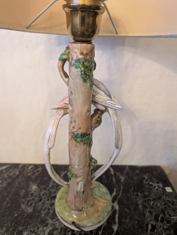 Lampada in ceramica Zaccagnini Firenze con uccelli – anni ’60