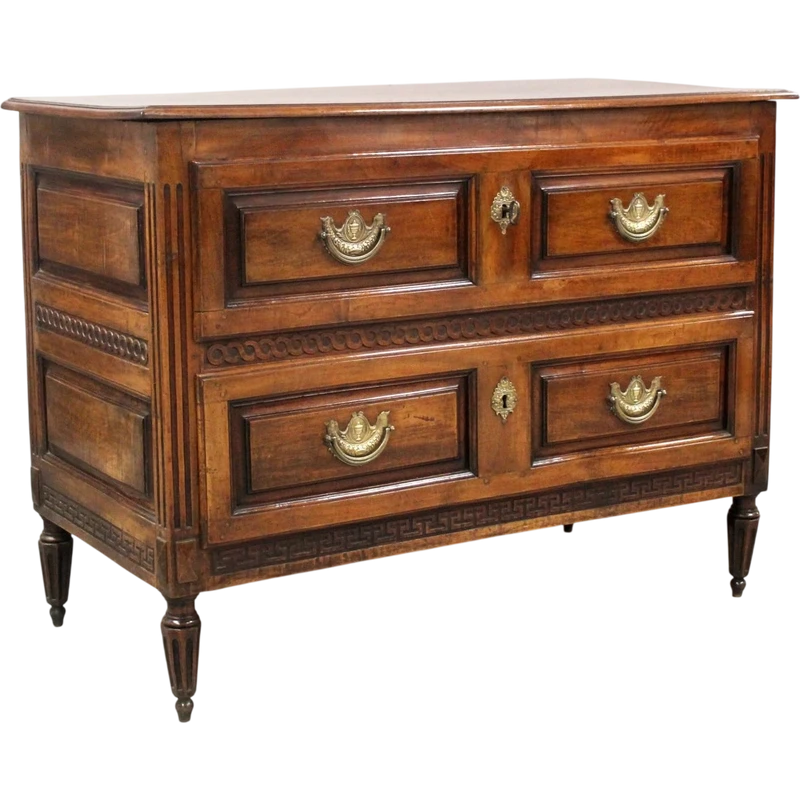 Antique Louis XVI-style walnut chest of drawers, 18th century