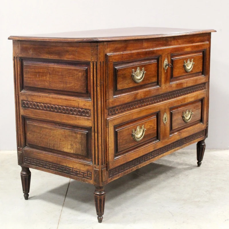 Antique Louis XVI-style walnut chest of drawers, 18th century