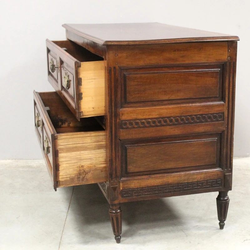 Antique Louis XVI-style walnut chest of drawers, 18th century