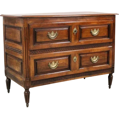 Commode ancienne de style Louis XVI en noyer, XVIIIe siècle