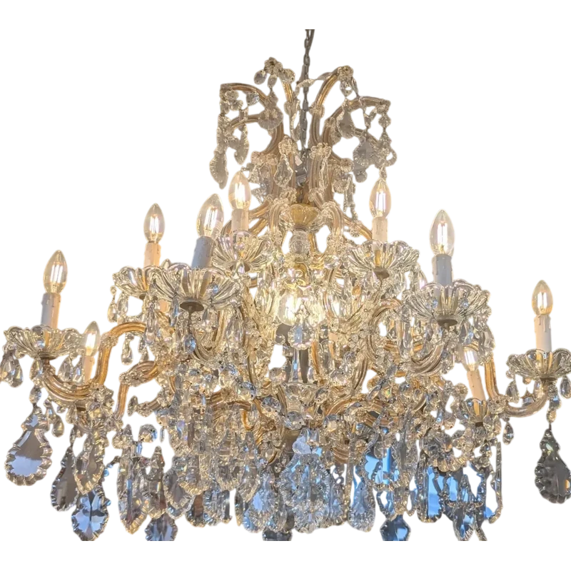 Large Maria Teresa 17-light crystal chandelier – First half of the 20th century