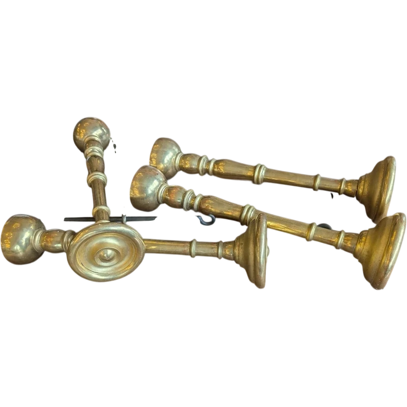 Quatre tringles à rideaux en bois tourné et doré – XIXe siècle