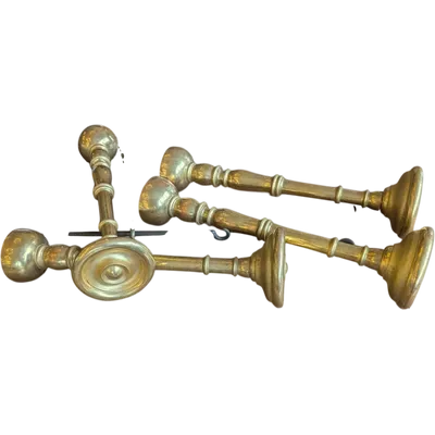 Quatre tringles à rideaux en bois tourné et doré – XIXe siècle