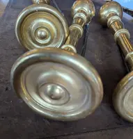 Quatre tringles à rideaux en bois tourné et doré – XIXe siècle