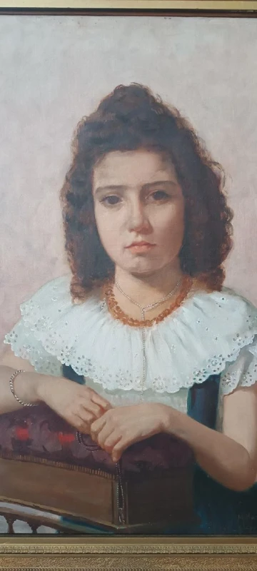 Olio su tela ritratto femminile 1898 -Maurizio Barricelli (Benevento,  1874 – Roma, 1931)