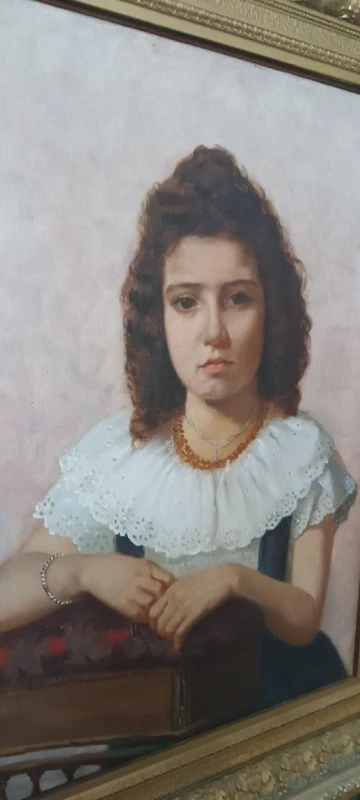 Olio su tela ritratto femminile 1898 -Maurizio Barricelli (Benevento,  1874 – Roma, 1931)