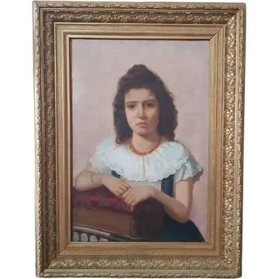 Olio su tela ritratto femminile 1898 -Maurizio Barricelli (Benevento,  1874 – Roma, 1931)