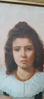 Olio su tela ritratto femminile 1898 -Maurizio Barricelli (Benevento,  1874 – Roma, 1931)