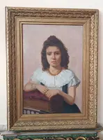 Olio su tela ritratto femminile 1898 -Maurizio Barricelli (Benevento,  1874 – Roma, 1931)