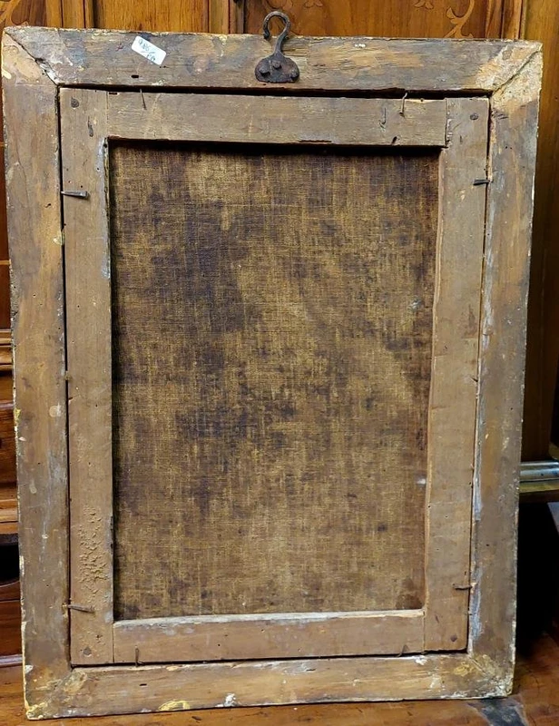 Antico olio su tela con cornice antica raffigurante San Girolamo scuola italiana XVII secolo