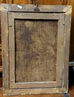 Antico olio su tela con cornice antica raffigurante San Girolamo scuola italiana XVII secolo