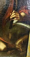 Antico olio su tela con cornice antica raffigurante San Girolamo scuola italiana XVII secolo
