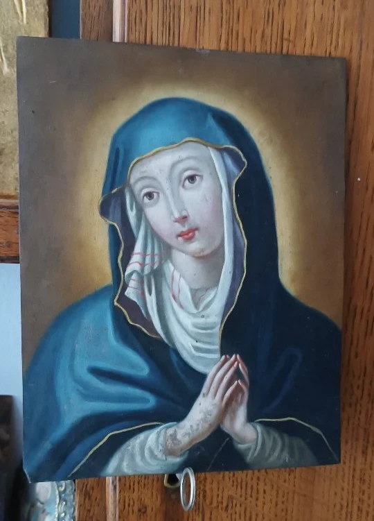Antique painting on copper depicting the Virgin Mary, 18th century, Italian school