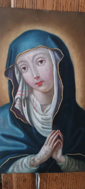 Antique painting on copper depicting the Virgin Mary, 18th century, Italian school
