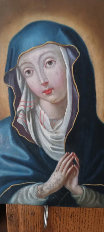 Antique painting on copper depicting the Virgin Mary, 18th century, Italian school