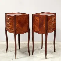 Antique pair of Napoleon III-style inlaid nightstands