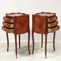 Antique pair of Napoleon III-style inlaid nightstands