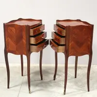 Antique pair of Napoleon III-style inlaid nightstands