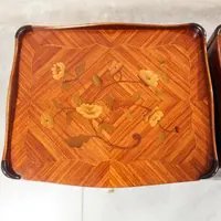 Antique pair of Napoleon III-style inlaid nightstands