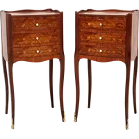Antique pair of Napoleon III-style inlaid nightstands