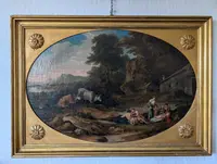 Idyllic Landscape with Figures – 18th-Century Roman School