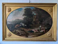 Idyllic Landscape with Figures – 18th-Century Roman School
