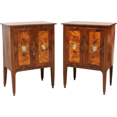 Antique pair of Louis XVI-style walnut nightstands, 18th century
