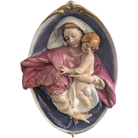 Pier Paolo Cedraschi – Vierge à l'Enfant en céramique polychrome signée, années 60