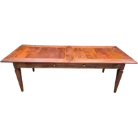 Grande table de salle à manger ancienne en noyer et cerisier
