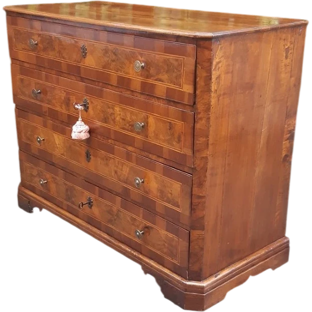 Commode à tiroirs ancienne d'Émilie en noyer, datant du XVIIIe siècle