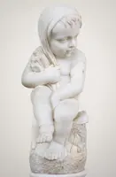 Paire de putti allégoriques en marbre de Carrare – XIXe siècle