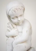 Paire de putti allégoriques en marbre de Carrare – XIXe siècle