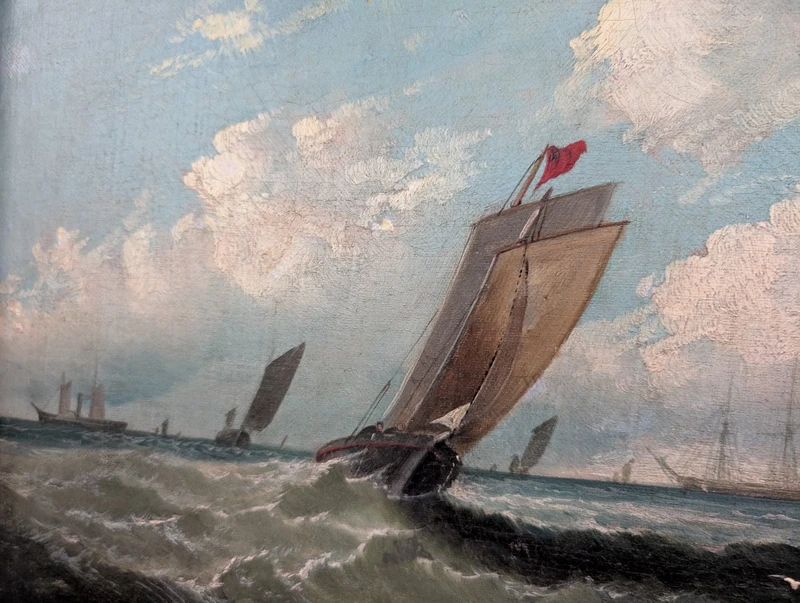 Marina with fishing boats along the coast – First half of the 19th century