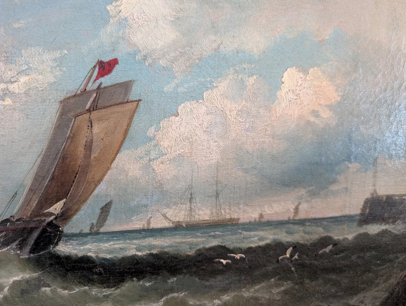 Marina with fishing boats along the coast – First half of the 19th century