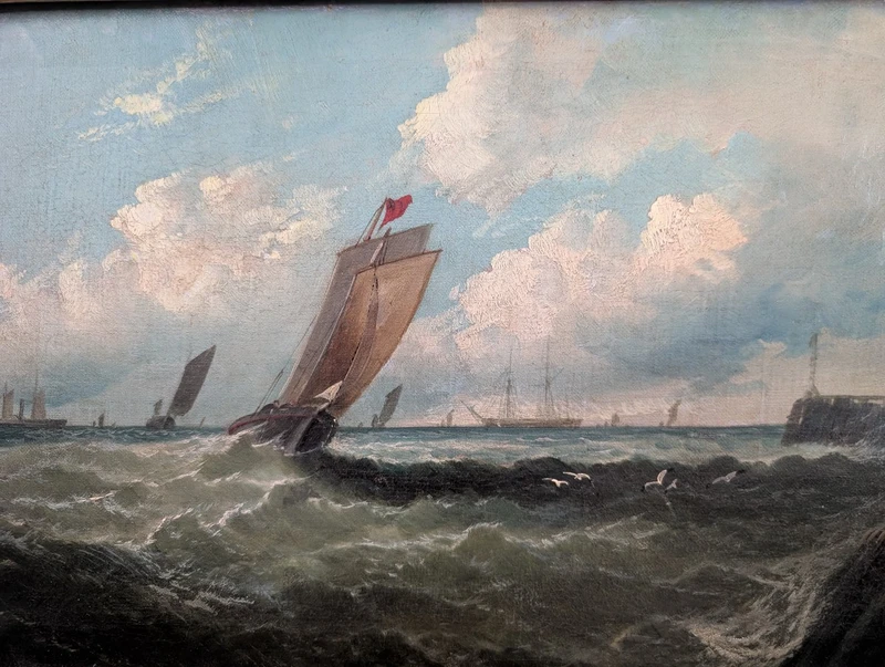 Marina with fishing boats along the coast – First half of the 19th century