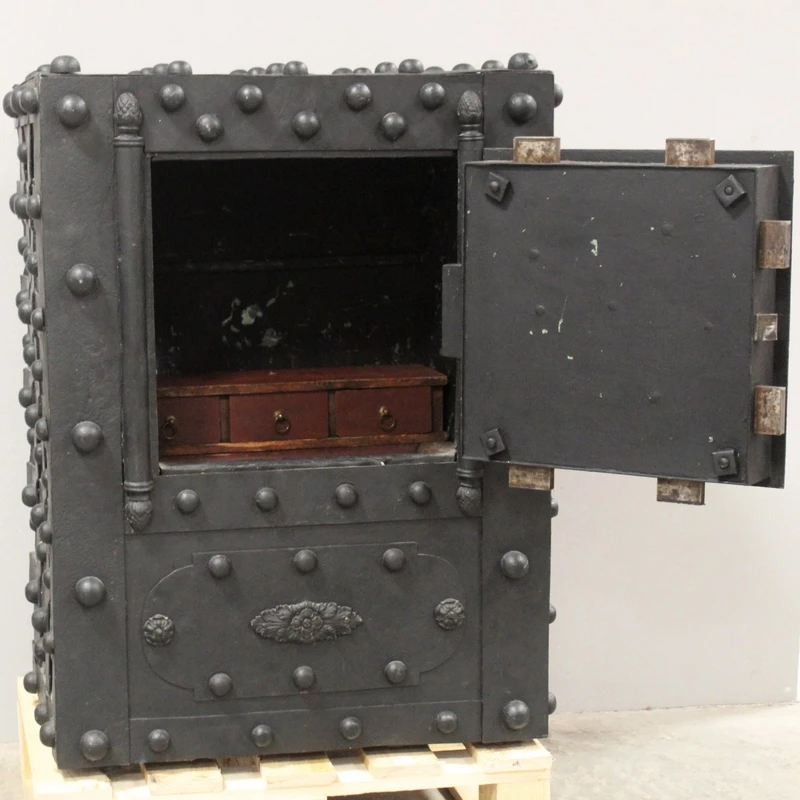 Antique Studded Safe, 19th-Century Chest