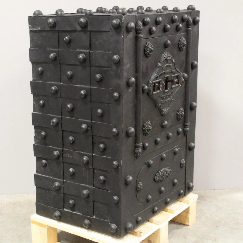 Antique Studded Safe, 19th-Century Chest