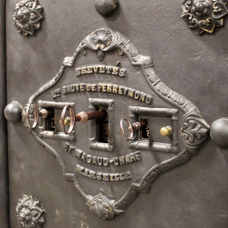 Antique Studded Safe, 19th-Century Chest