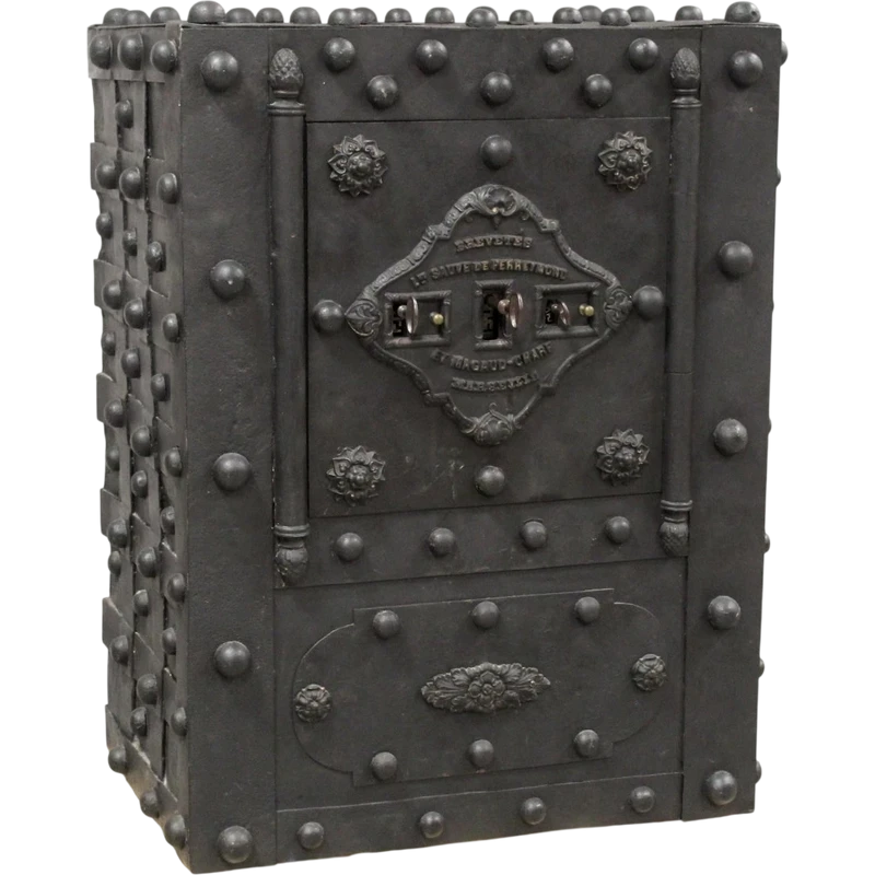 Antique Studded Safe, 19th-Century Chest