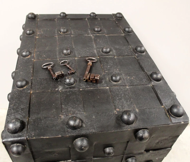 Antique Studded Safe, 19th-Century Chest