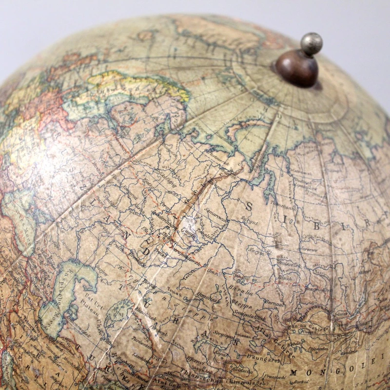 Globe terrestre ancien avec boussole « Dietrich Reimers », 1912 