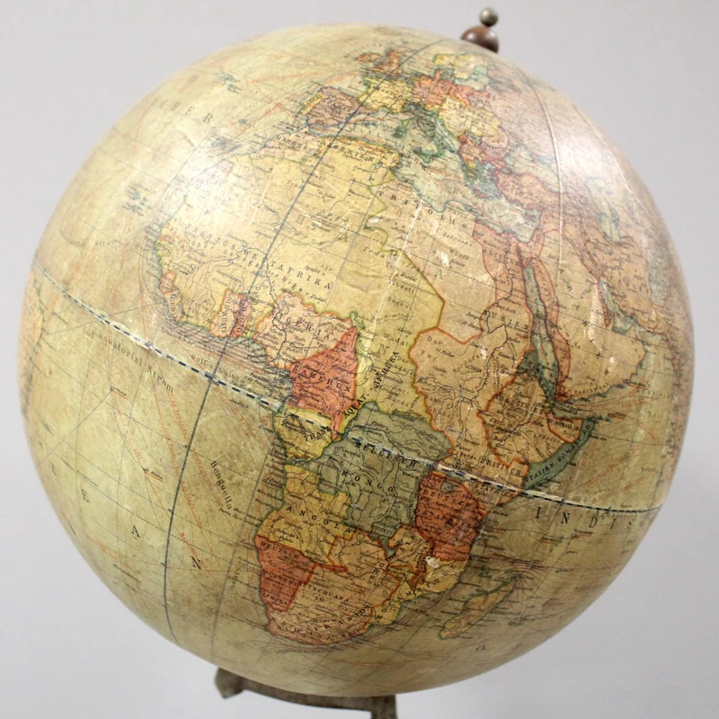 Globe terrestre ancien avec boussole « Dietrich Reimers », 1912 