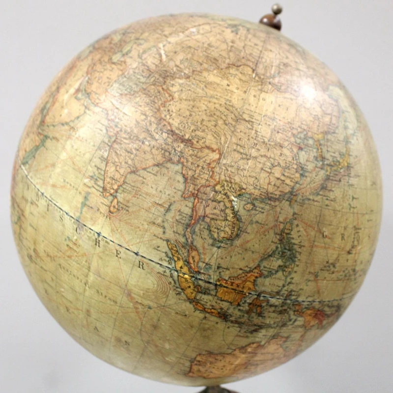 Globe terrestre ancien avec boussole « Dietrich Reimers », 1912 