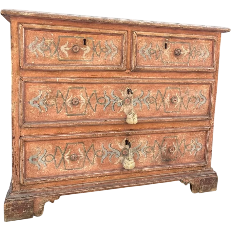 Antico cassettone legno laccato. XVII sec. Toscana