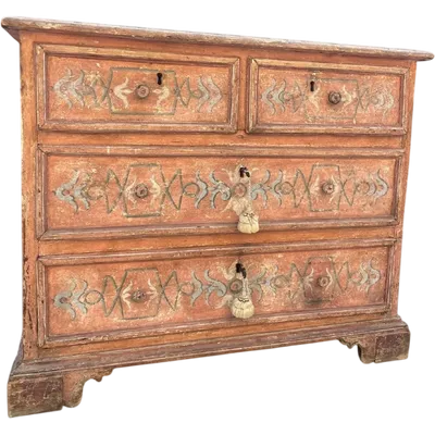 Ancienne commode en bois laqué. XVIIe siècle. Toscane