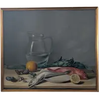 Still Life with Fish, Artichokes, and a Glass Pitcher – 20th Century